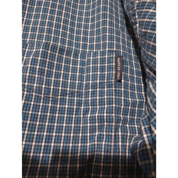 American Eagle Shirt Men's Extra Large Blue Button Front Long Sleeve Front Pocke - Picture 5 of 10